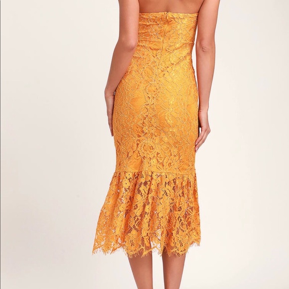 Lulu’s Yellow strapless midi dress - Picture 2 of 2